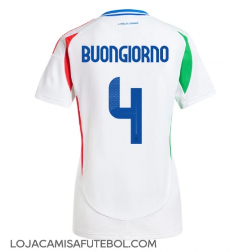 Camisa de Futebol Itália Alessandro Buongiorno #4 Equipamento Secundário Mulheres Europeu 2024 Manga Curta
